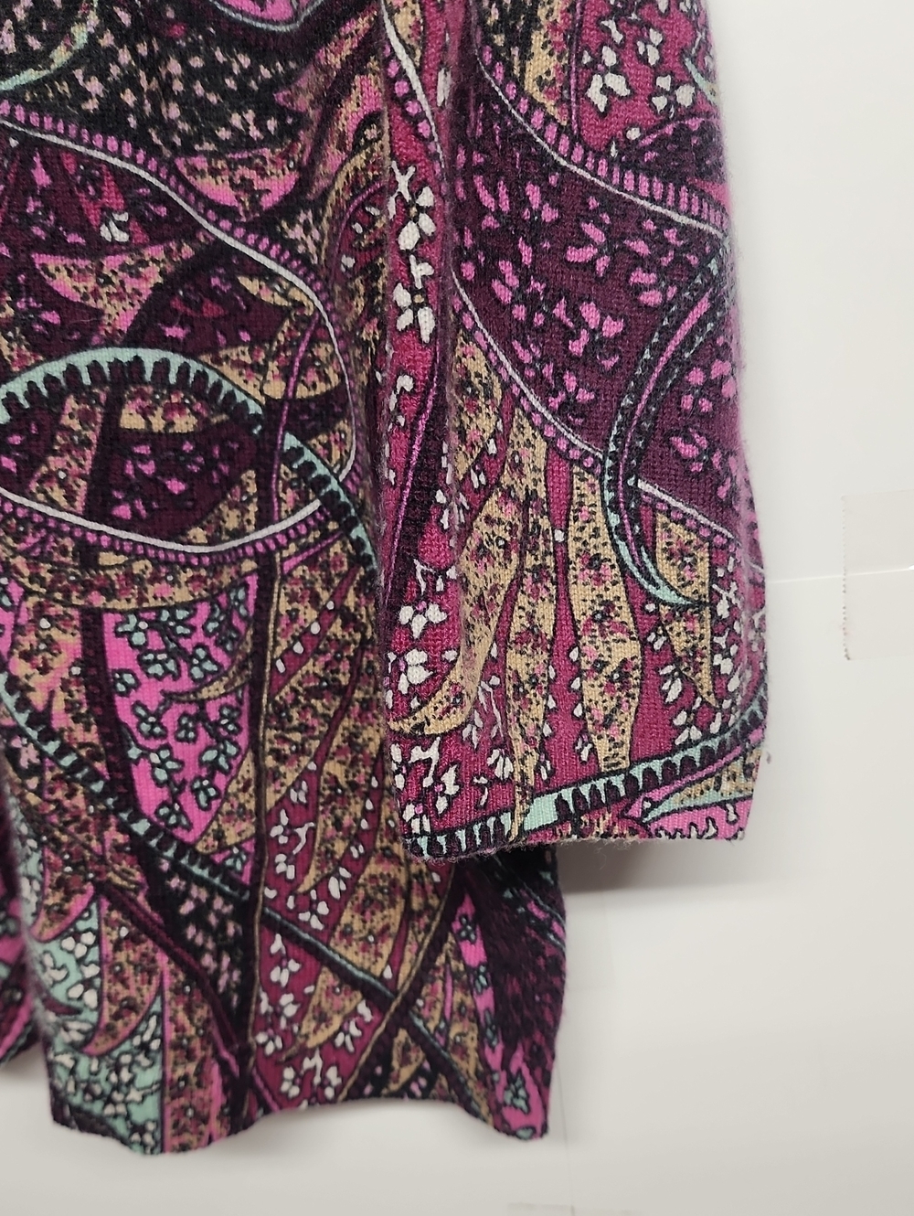 Talbots Petite XL Pure Cashmere SOFT Paisley Pullover - Pink Black Cream Accents - Picture 2 of 7